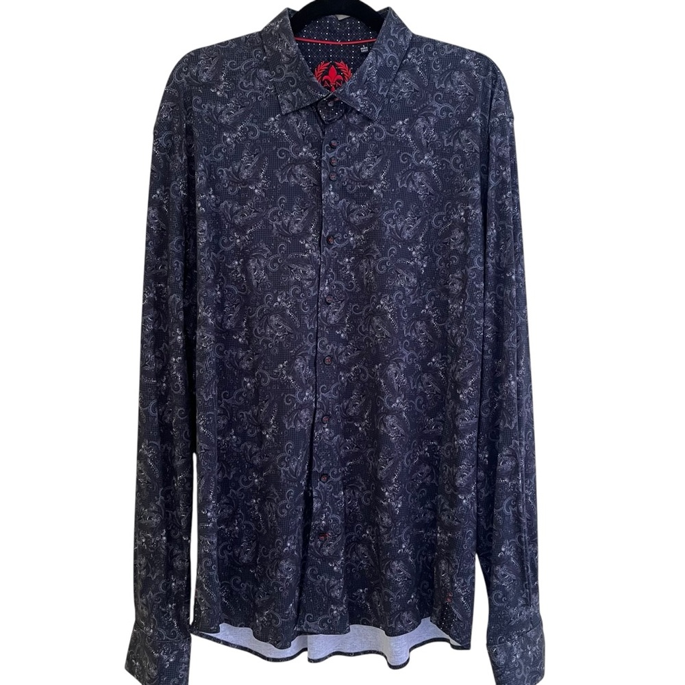 Au Noir Black/White Paisley Print "Bardelli" Shirt S